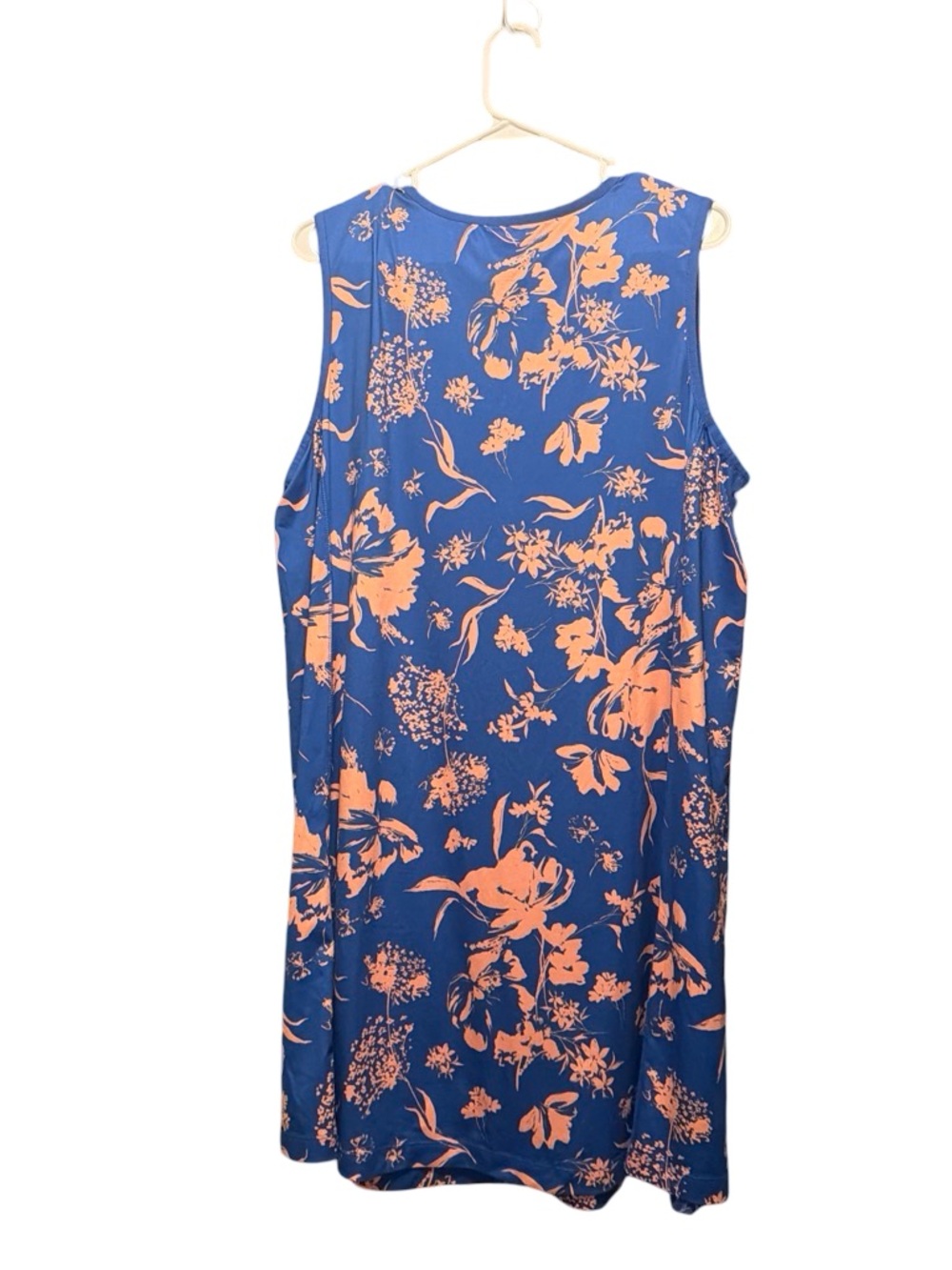 J. Jill Scoop Neck Zip Racerback Dress XL  Blue Floral Beach Athleisure Resort - Picture 4 of 10